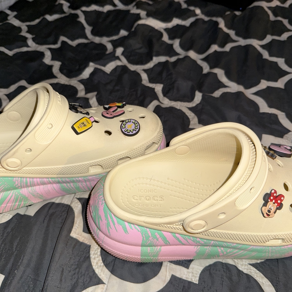 CROCS Cream and Pink Sandals with Comfort and Style
